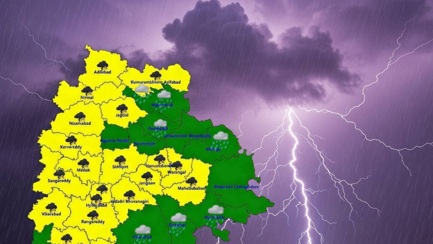 IMD issues thunderstorm alert for 20 Telangana districts