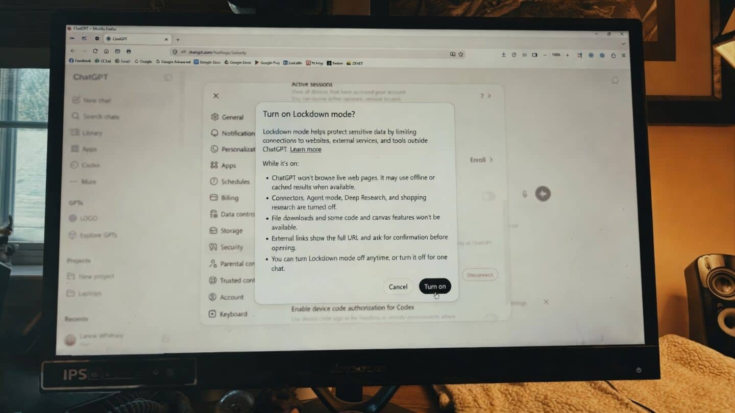 ChatGPT opens lockdown mode to Free, Go, Plus, Pro, Business