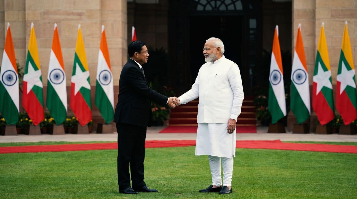 Narendra Modi meets Myanmar's Min Aung Hlaing in New Delhi