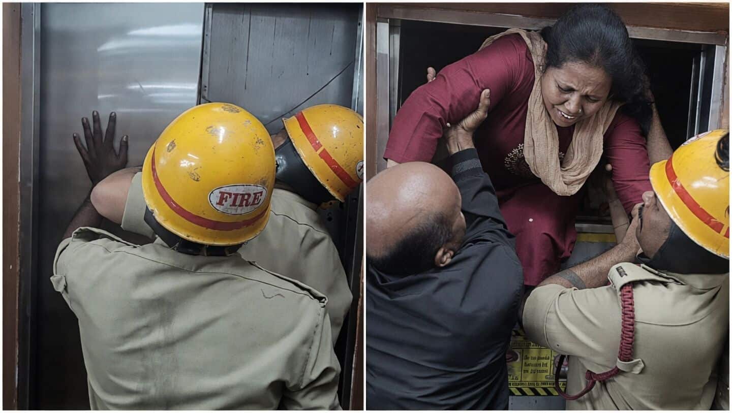 Firefighters rescue 9 trapped in Vishal Mart elevator in Shivamogga