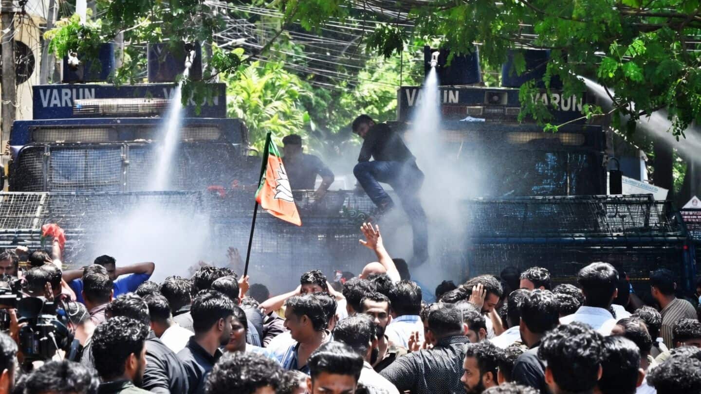 BJYM marches toward CM Satheesan's Thiruvananthapuram residence alleging PSC unfairness