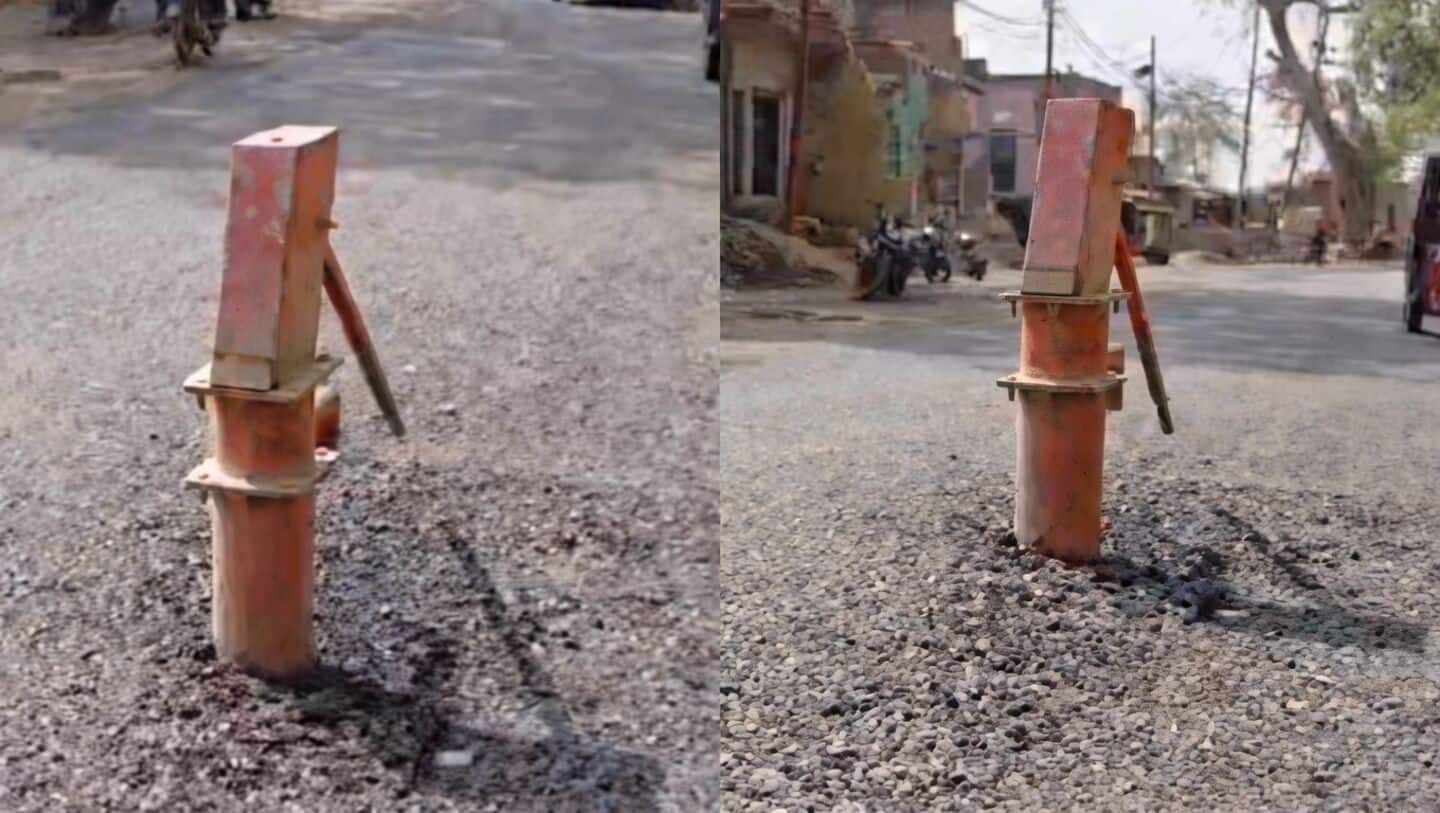 Mirzapur road with hand pump in middle goes viral