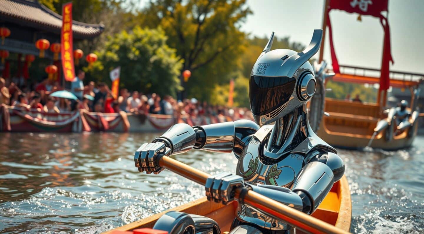 Humanoid robots joined demonstrations at China's Dragon Boat Festival