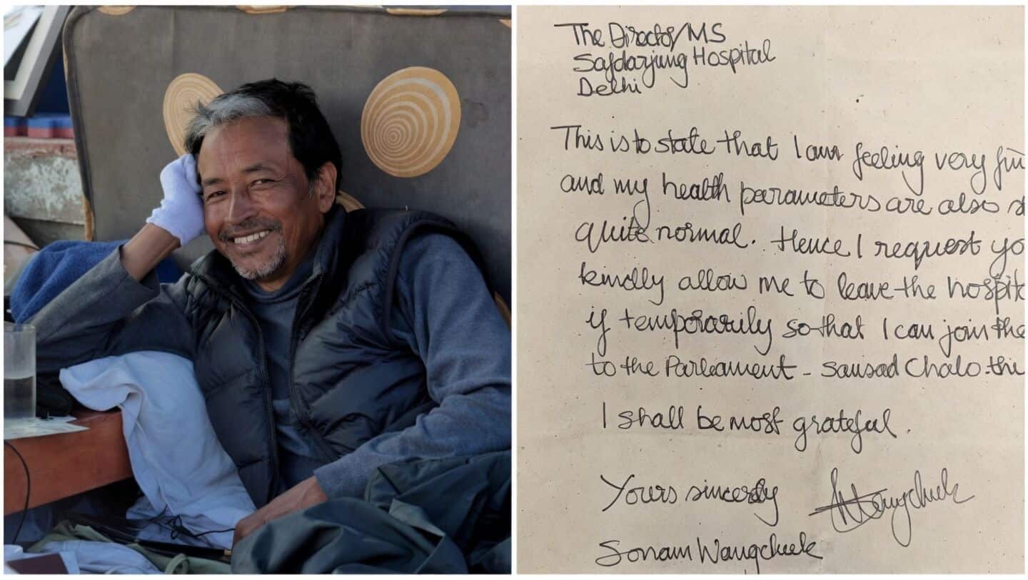 Wangchuk seeks release from Safdarjung Hospital to join Sansad Chalo