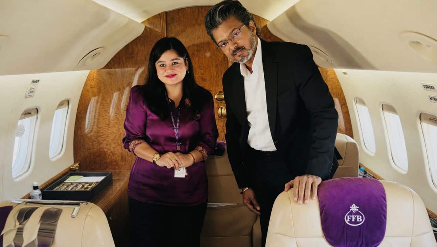 Tamil Nadu Chief Minister Vijay photographed in-flight with Uma Meenakshi