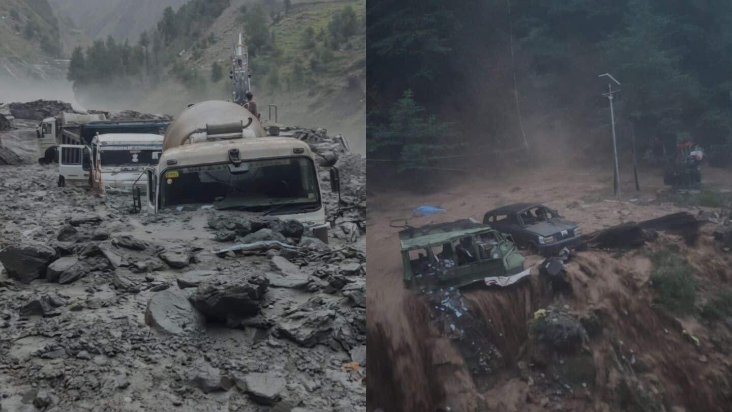 Cloudburst buries vehicles at Kwar Hydroelectric Project in Kishtwar district