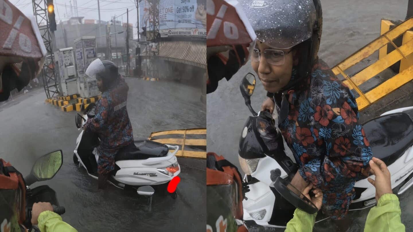 Saurabh Bhargava frees woman's trapped foot on flooded Bilaspur road