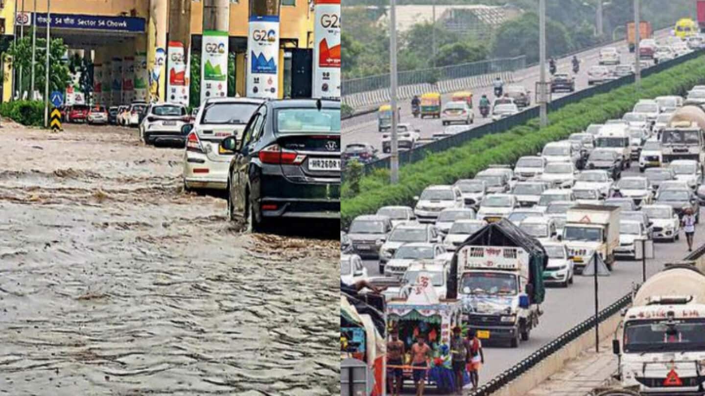 Delhi-NCR: Heavy rain leads to waterlogging, traffic chaos in Gurugram