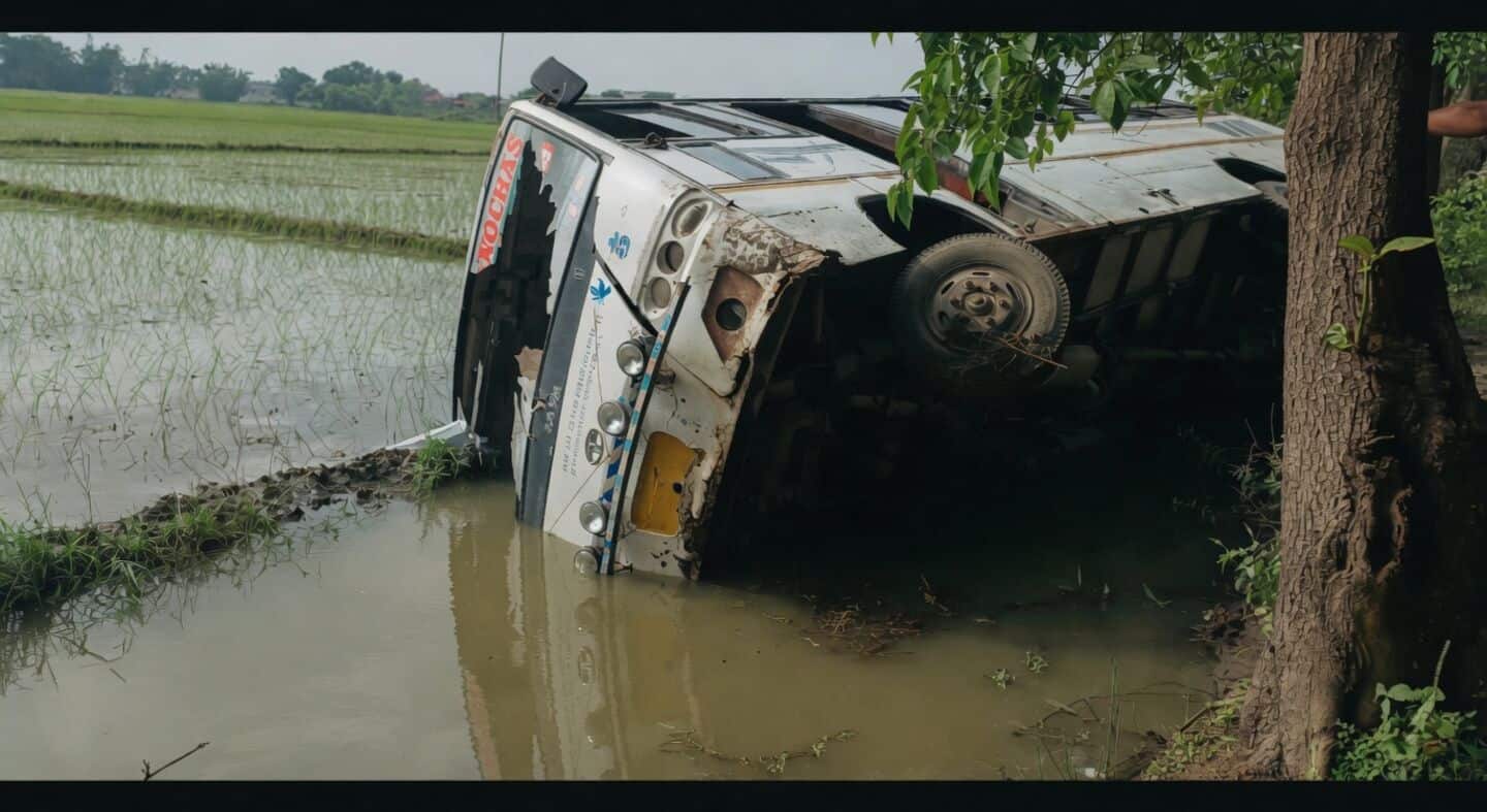 Villagers rescue students from DPS bus overturned in Rohtas, Bihar