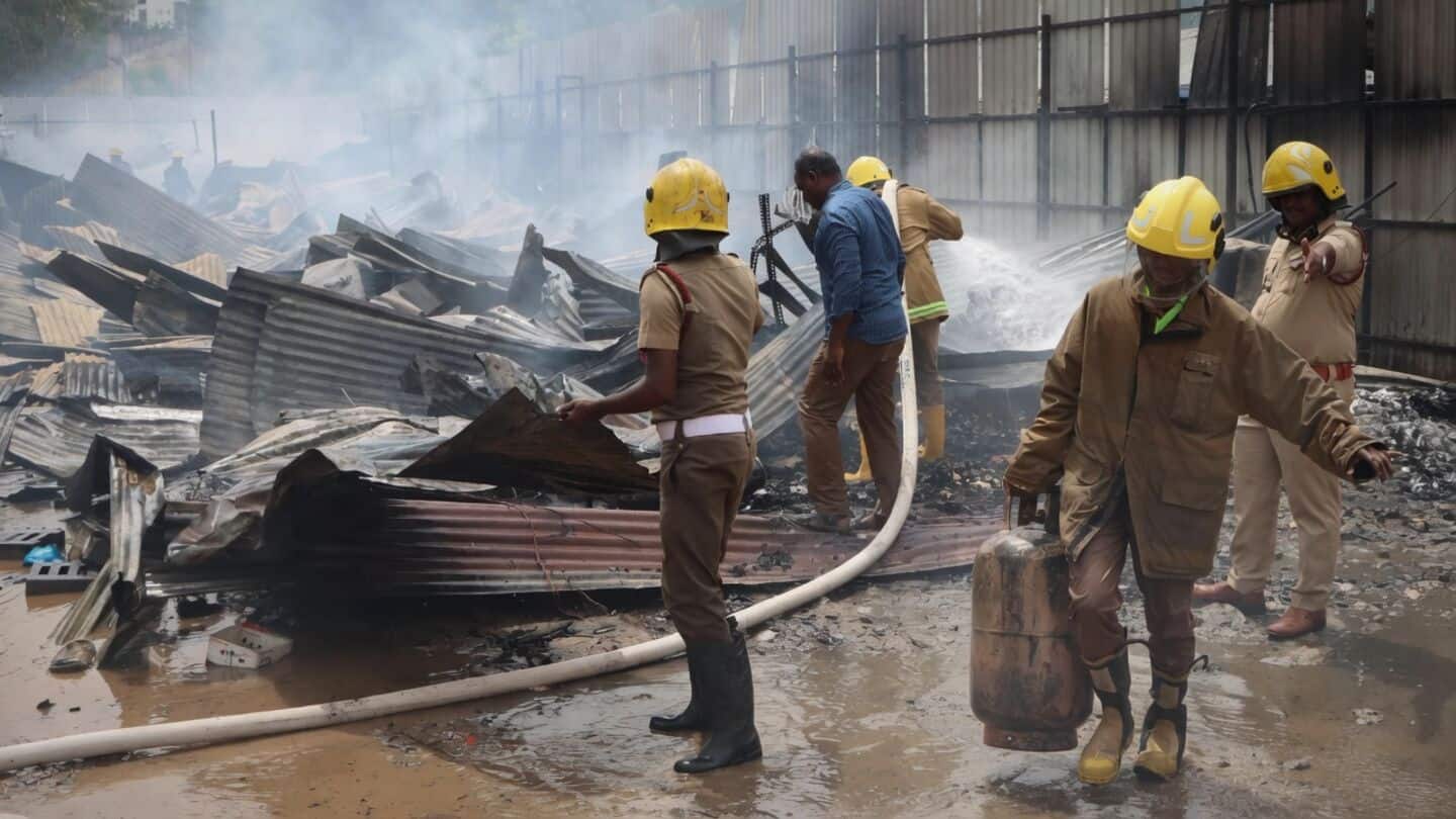 LPG cylinder blast sparks major fire at Coimbatore labor shelter