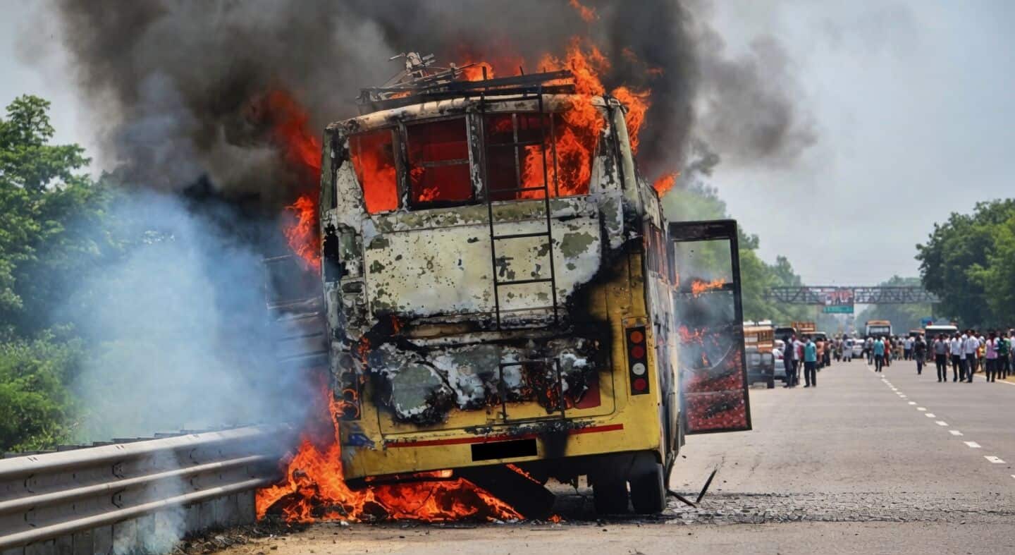 Driver and conductor evacuate 80 during Punjab bus fire