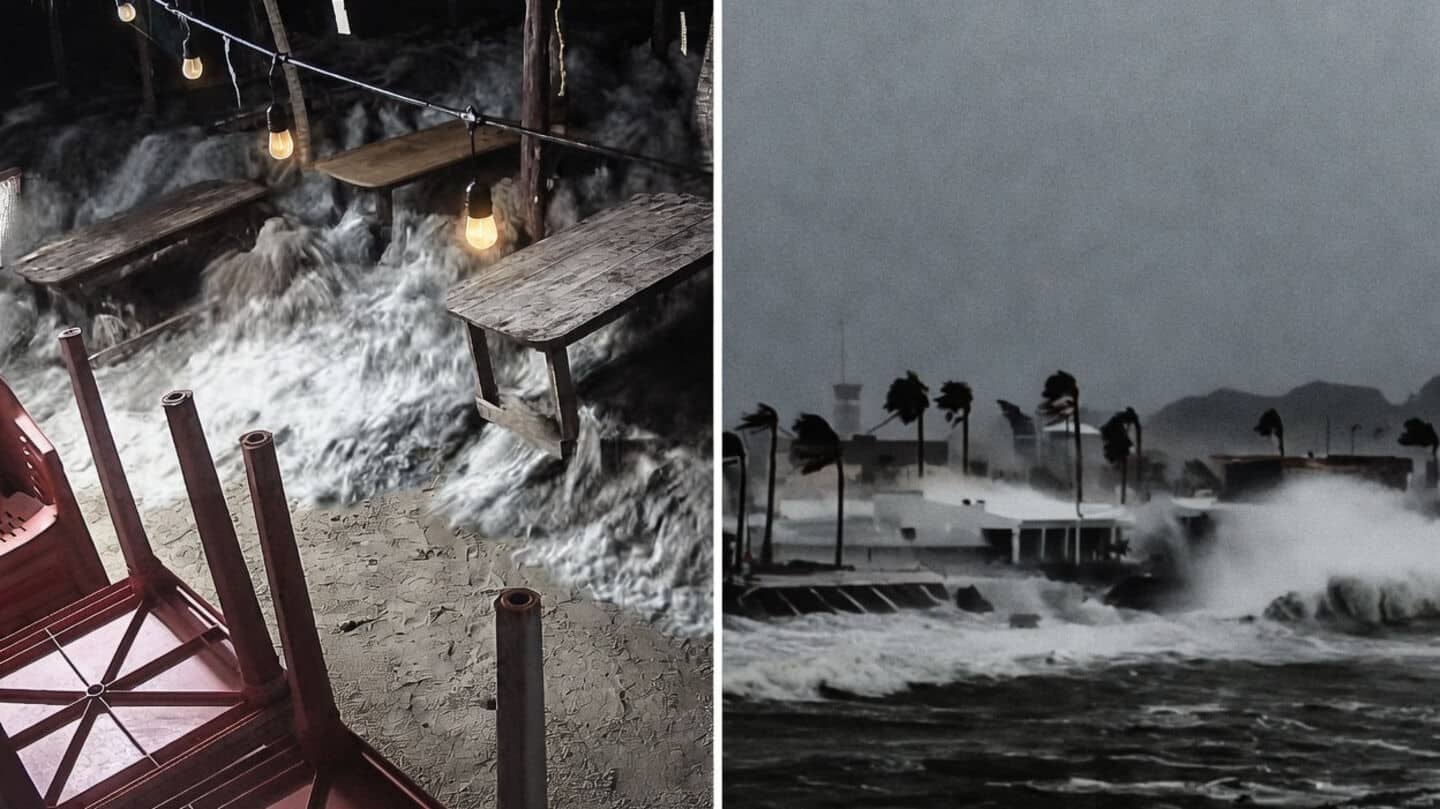 Hurricane Polo pounds Baja coast, waves crash into Playa Azul