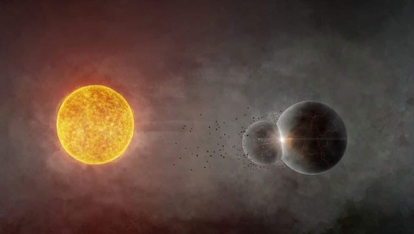 Astronomers spot rare planetary collision light-years away