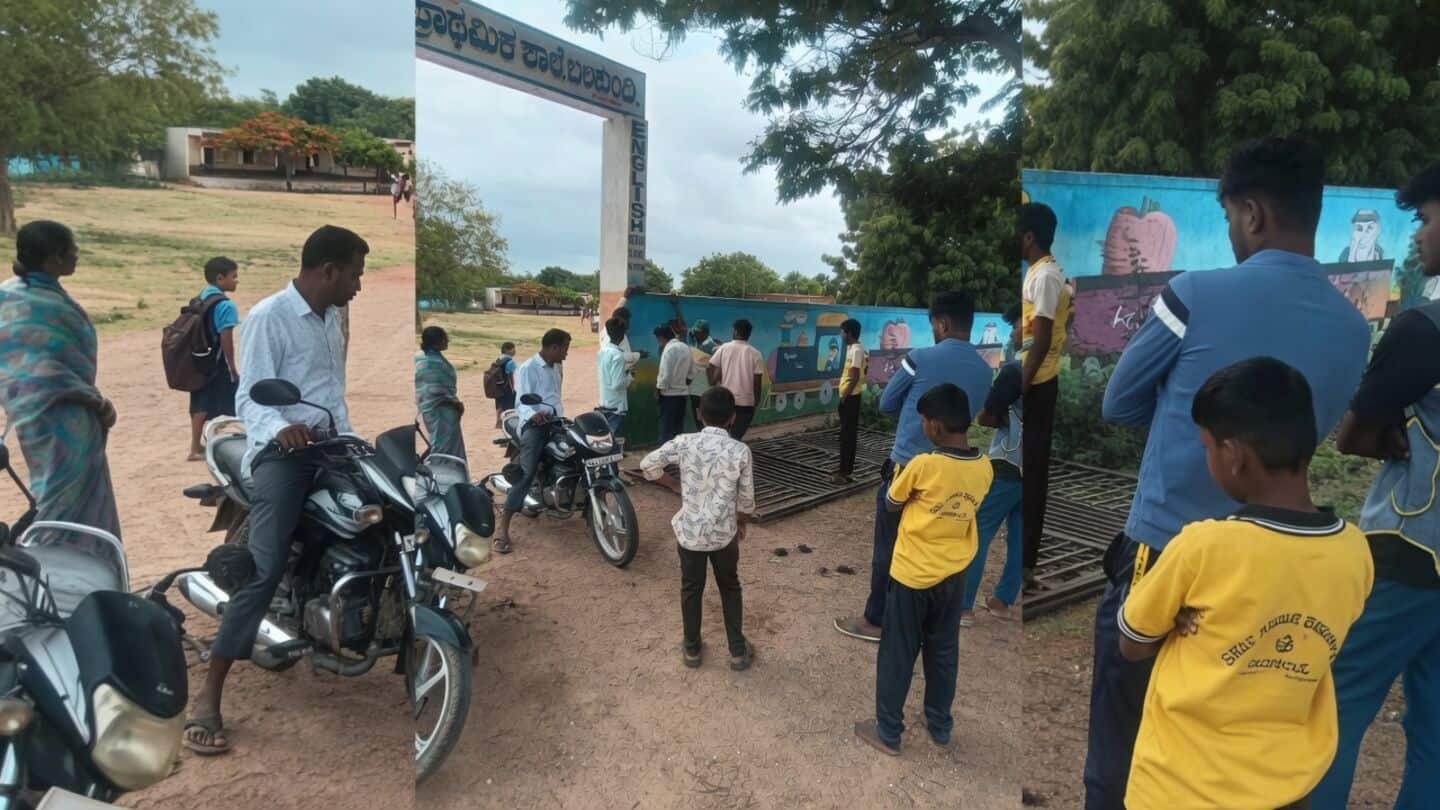 Gate collapse at government school in Balakundi, Karnataka injures 4