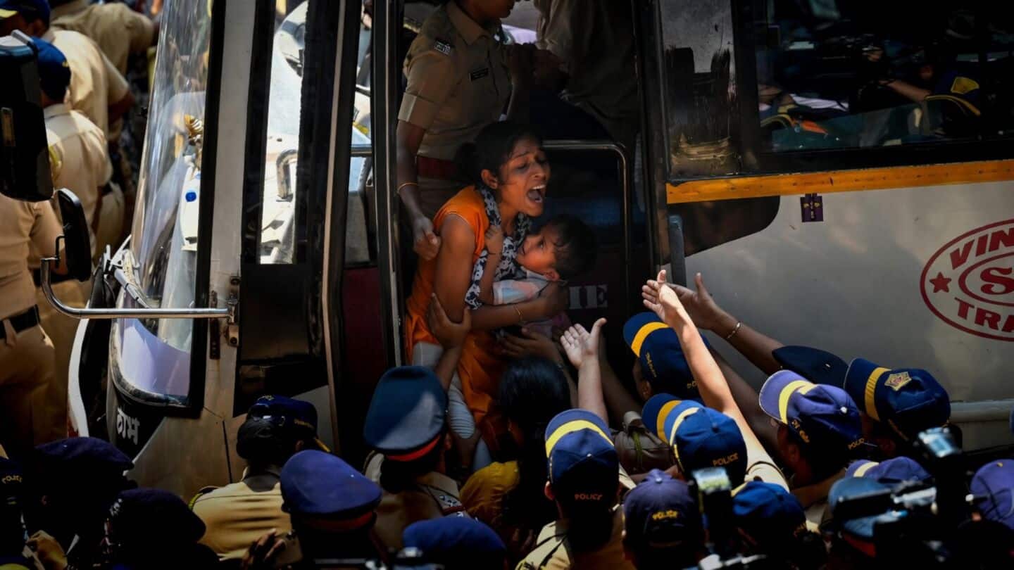 Police remove tribal students from Congress state headquarters in Mumbai