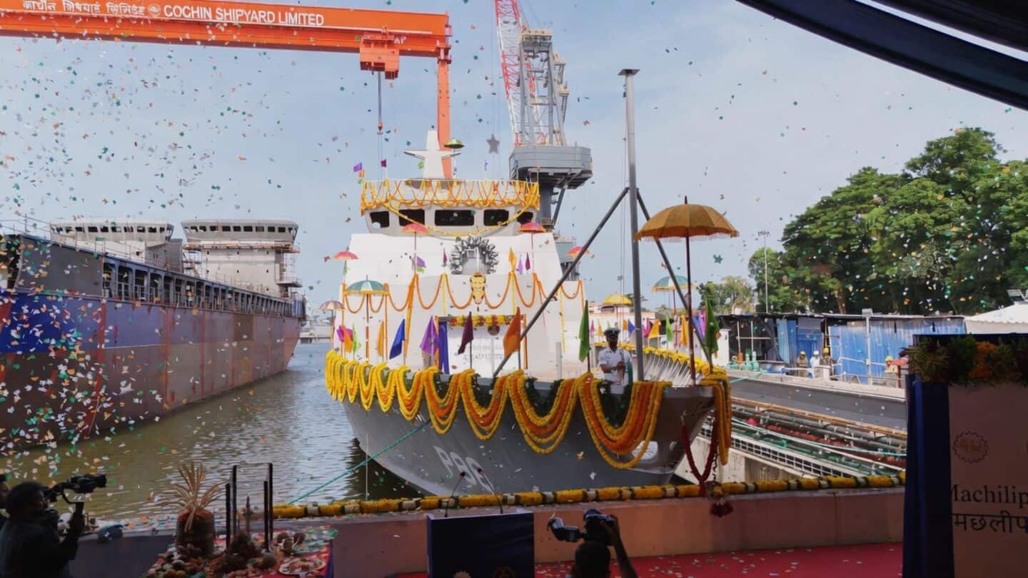 Cochin Shipyard launches Machilipatnam, 7th anti-submarine vessel for Indian Navy