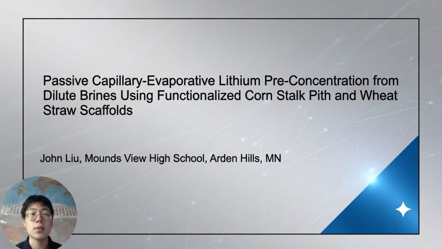 John Liu pulls lithium from salty water using crop residues