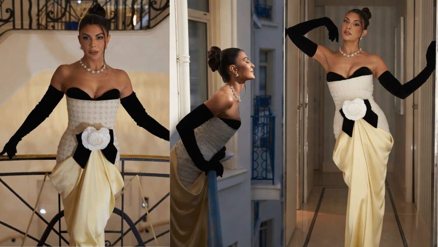 Fernandez wears Quinn strapless ivory gown at Global Gift Gala
