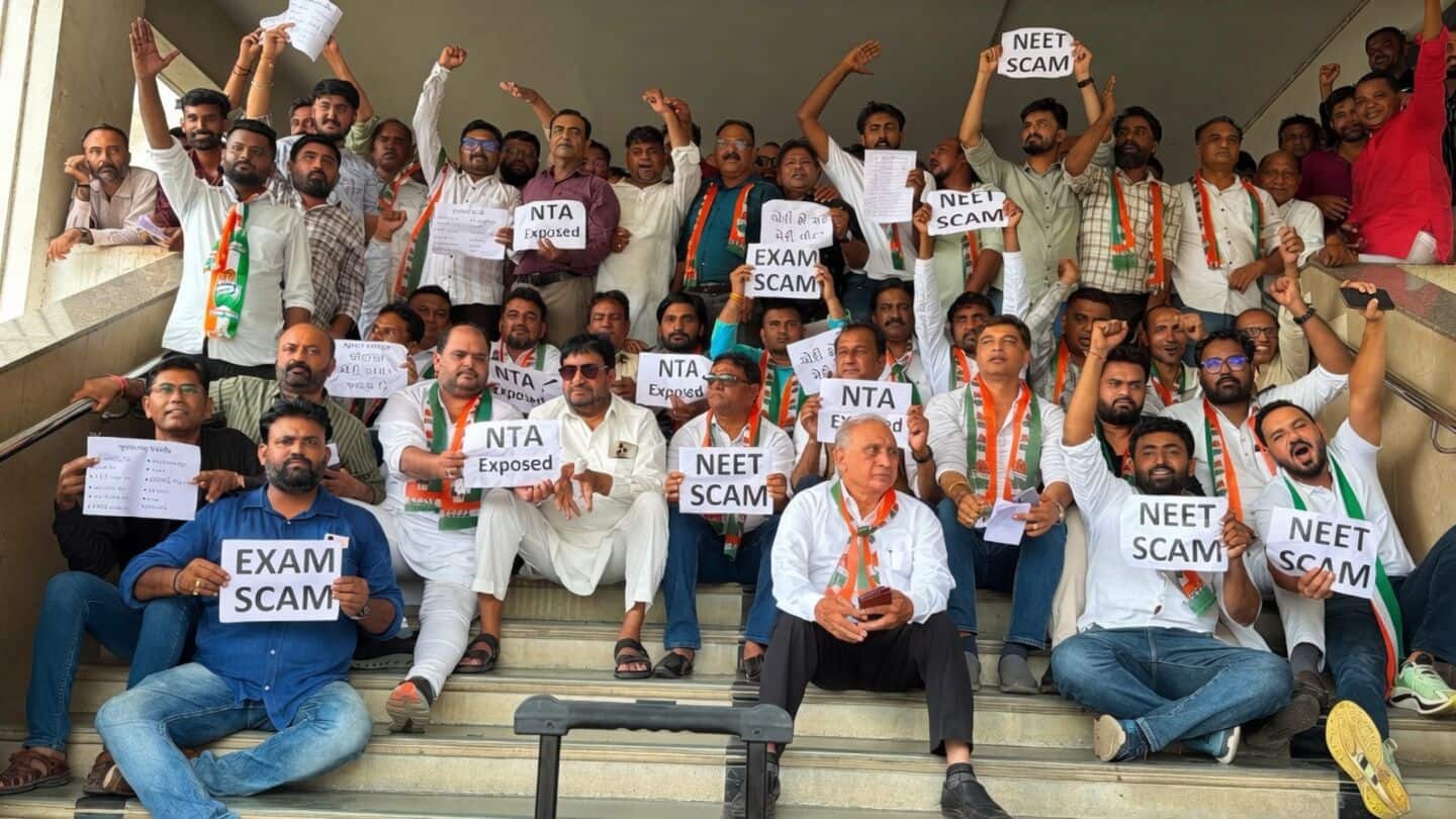 Ahmedabad NEET leak protests demand Dharmendra Pradhan's resignation, BJP counters