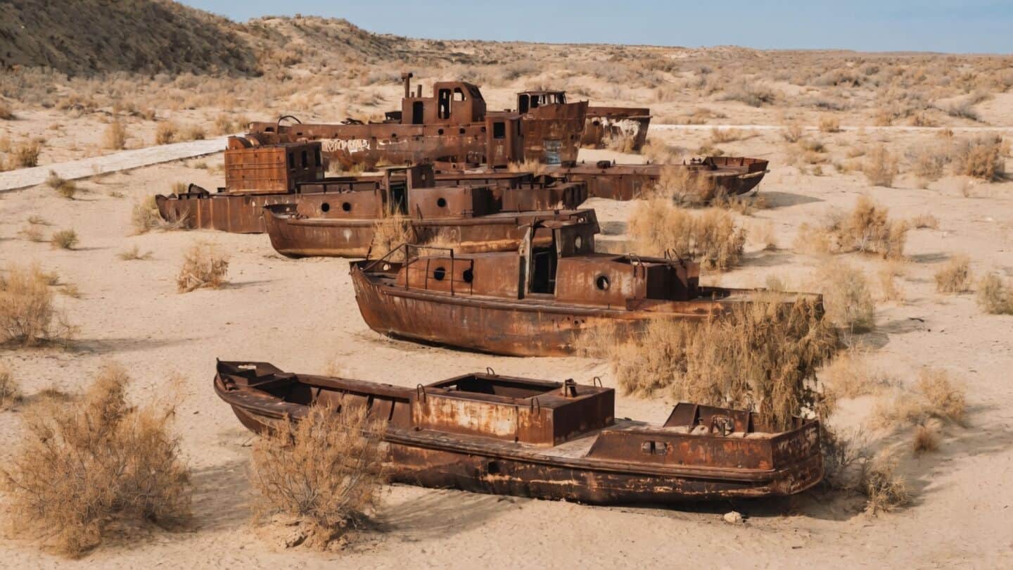 Dried Aral Sea exposed lakebed emitted 204 megatons CO2