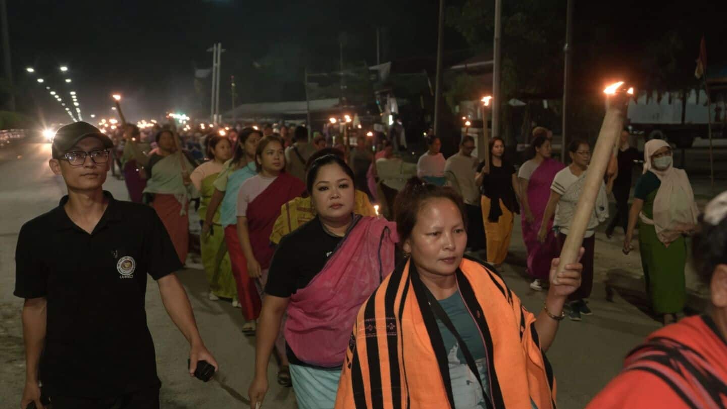 Imphal women hold torch rally demanding NRC 1951 base year