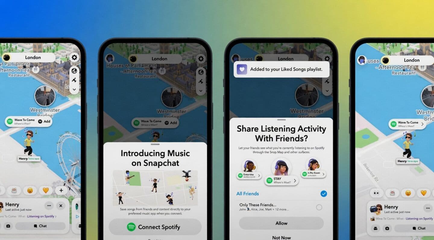 Snapchat launches Now Playing, sharing Spotify listens on Snap Map