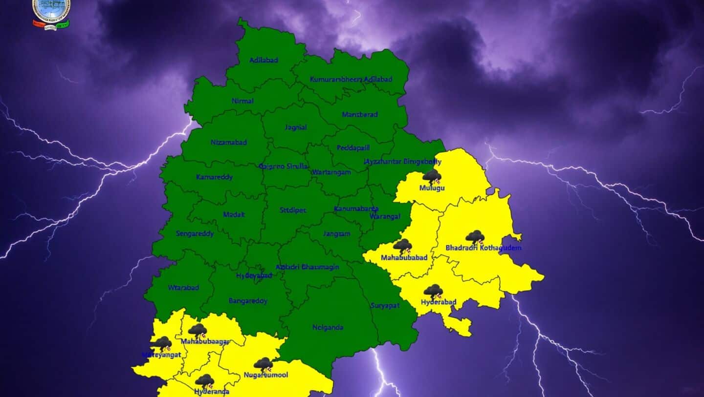 IMD forecasts thunderstorms in 9 Telangana districts on Sunday