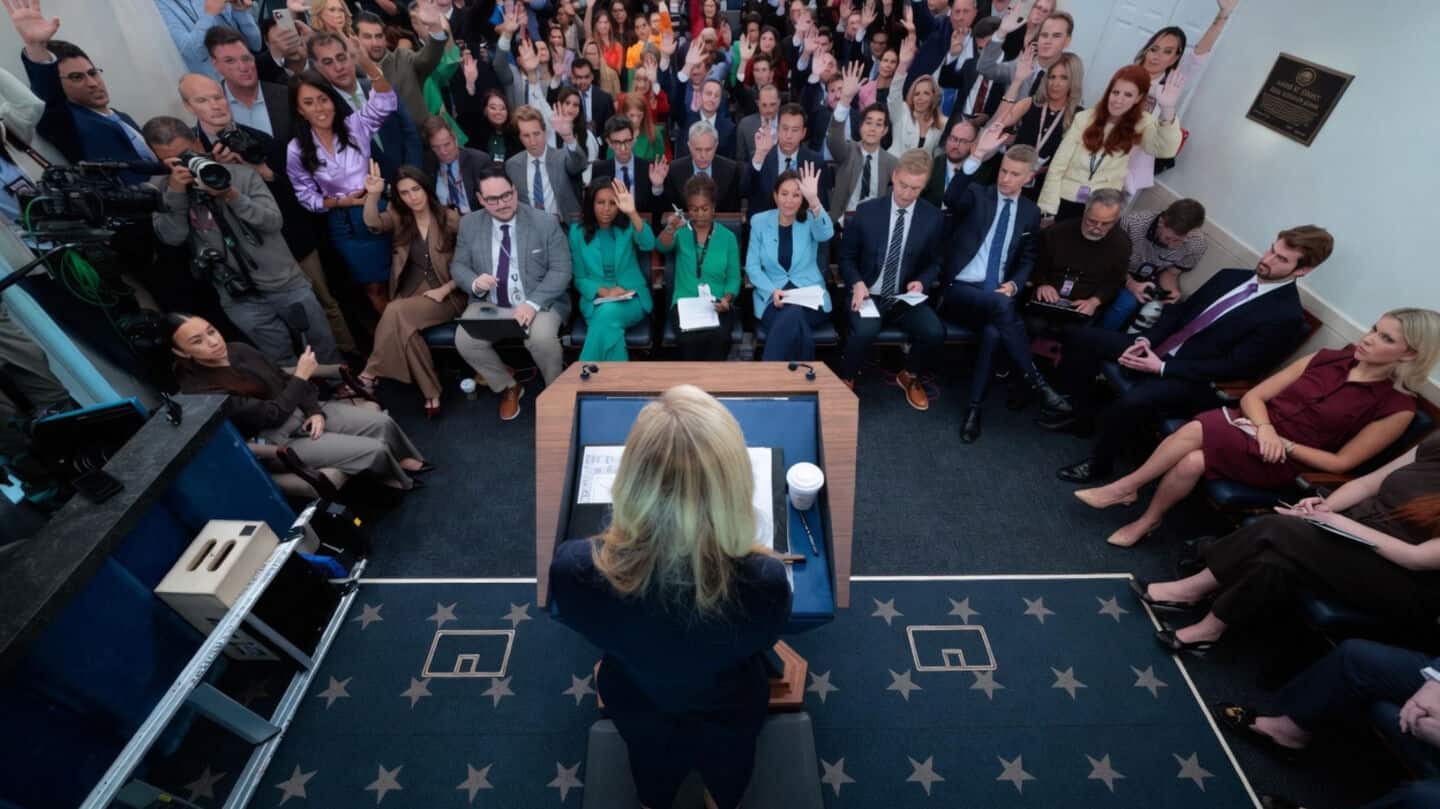 Katie Zacharia's debut briefing included calling President Trump 'my husband'