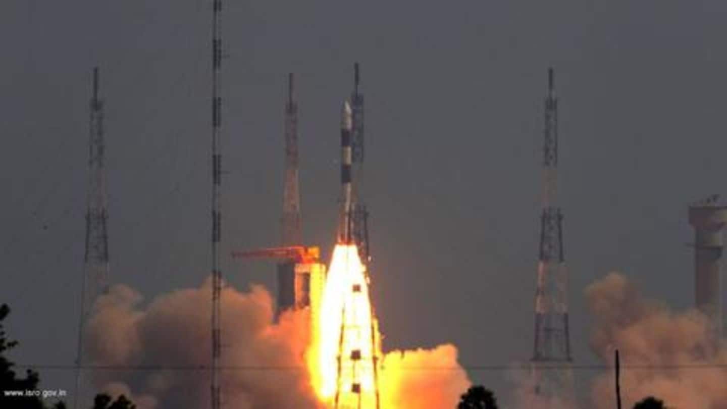 PSLV-C45 carrying India's EMISAT and 28 foreign satellites lifts off