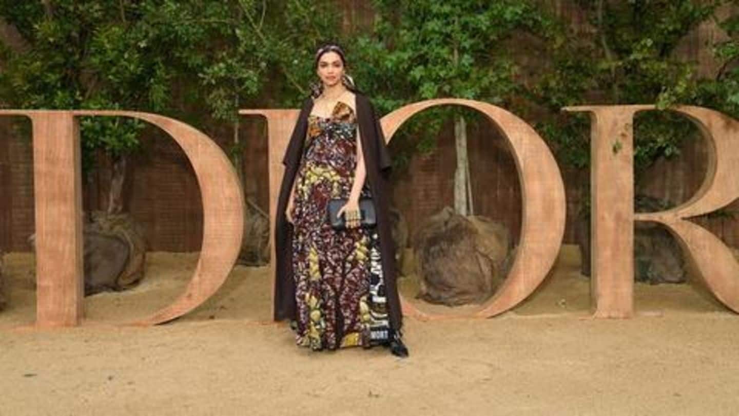 Deepika's Dior strapless maxi had African prints, sweetheart neckline Deepika's Dior strapless maxi had African prints, sweetheart neckline