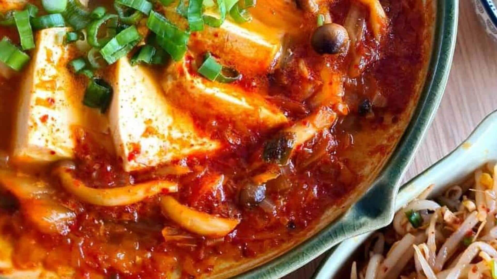 Cook Korean tofu kimchi stew in 4 simple steps