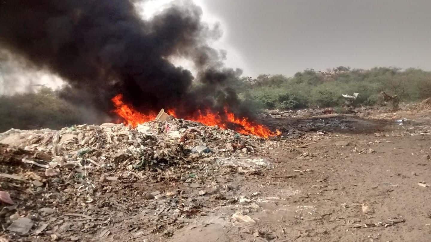Gurugram firm employees caught on camera burning garbage near Aravalli