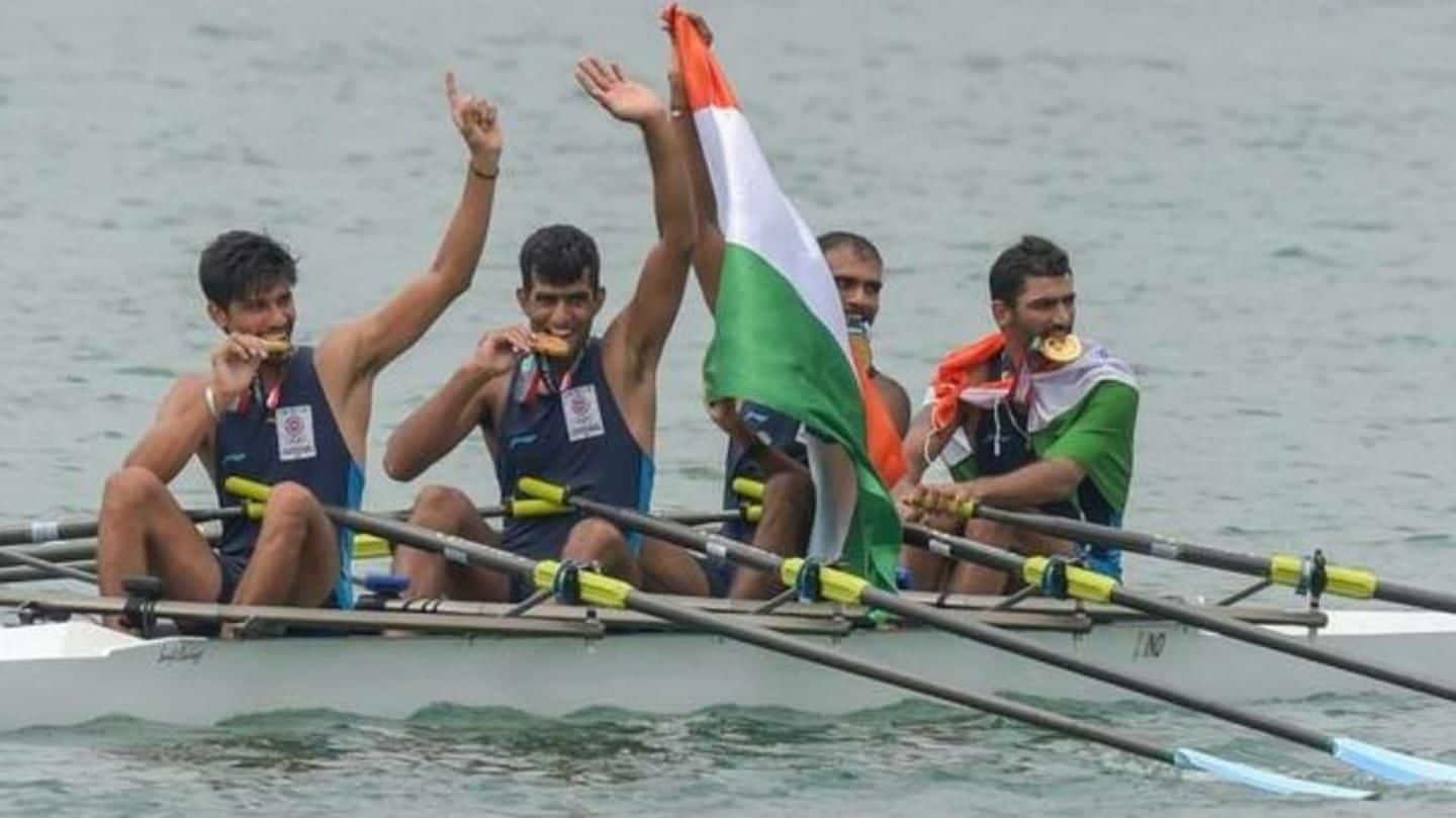 #AsianGames2018: Indian rowers win gold in Men's Quadruple Sculls