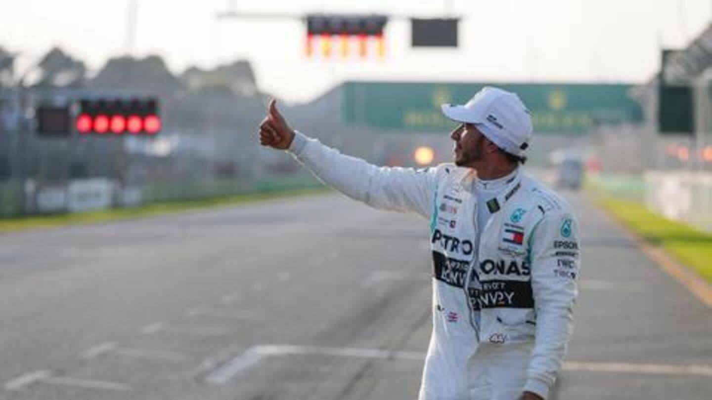 F1: Lewis Hamilton of Mercedes on pole in Australia