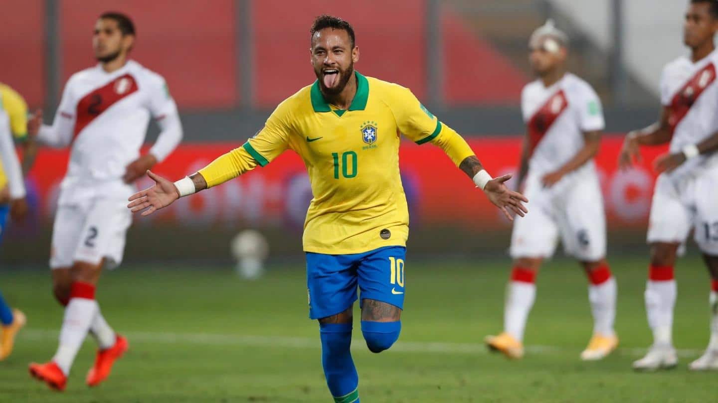 Brazil score four past nine-men Peru Brazil score four past nine-men Peru