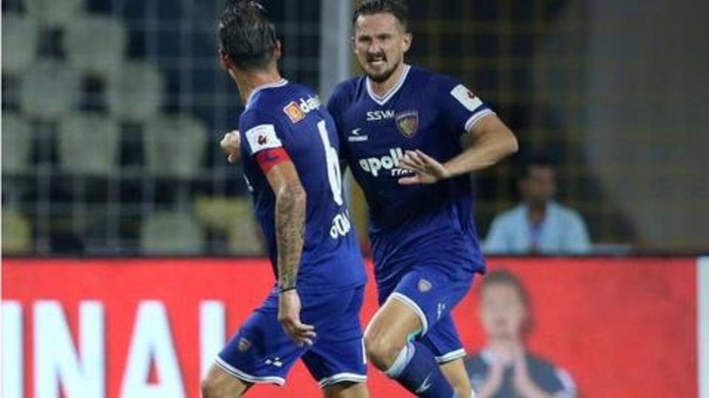 Valskis pulls one back for Chennaiyin in the 69th minute Valskis pulls one back for Chennaiyin in the 69th minute