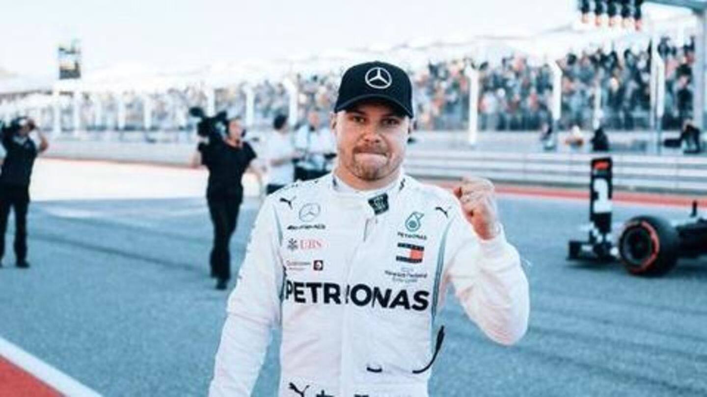 Bottas reacts after sealing pole position Bottas reacts after sealing pole position