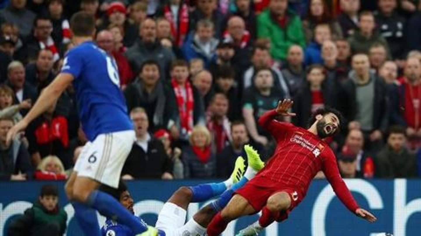 Blow for Liverpool as Mohamed Salah hobbles off against Leicester