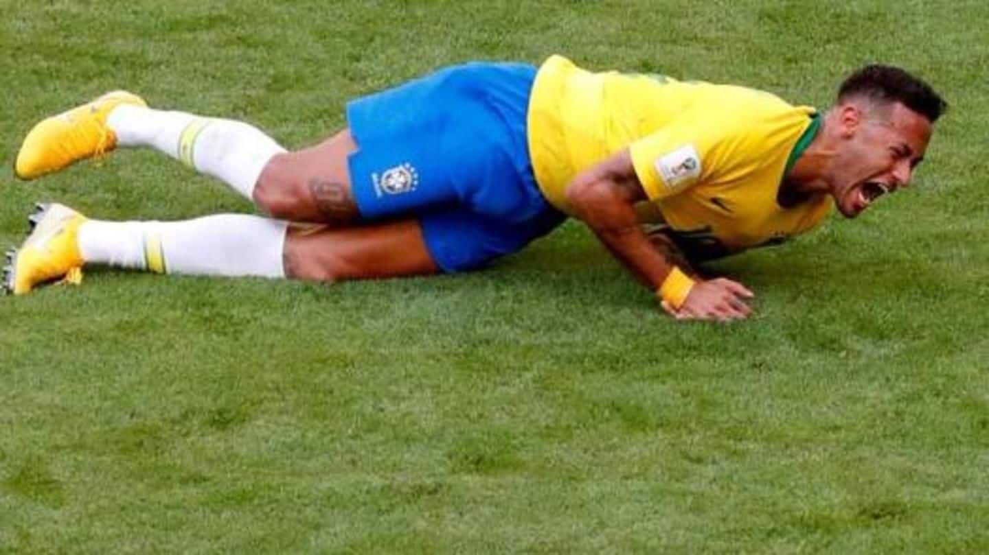 How much time has Neymar wasted at World Cup 2018?