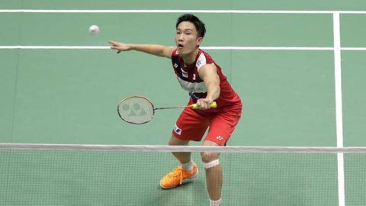Lin Dan goes down against Kento Momota Lin Dan goes down against Kento Momota