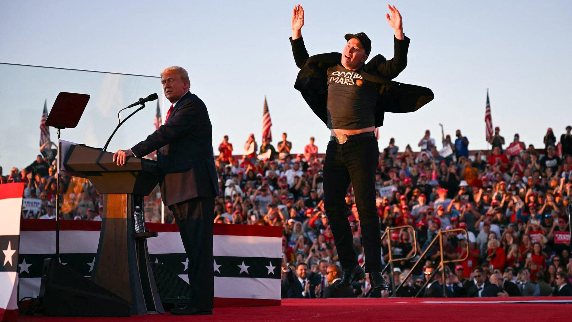 Elon Musk dances at Trump rally, calls himself 'dark MAGA'