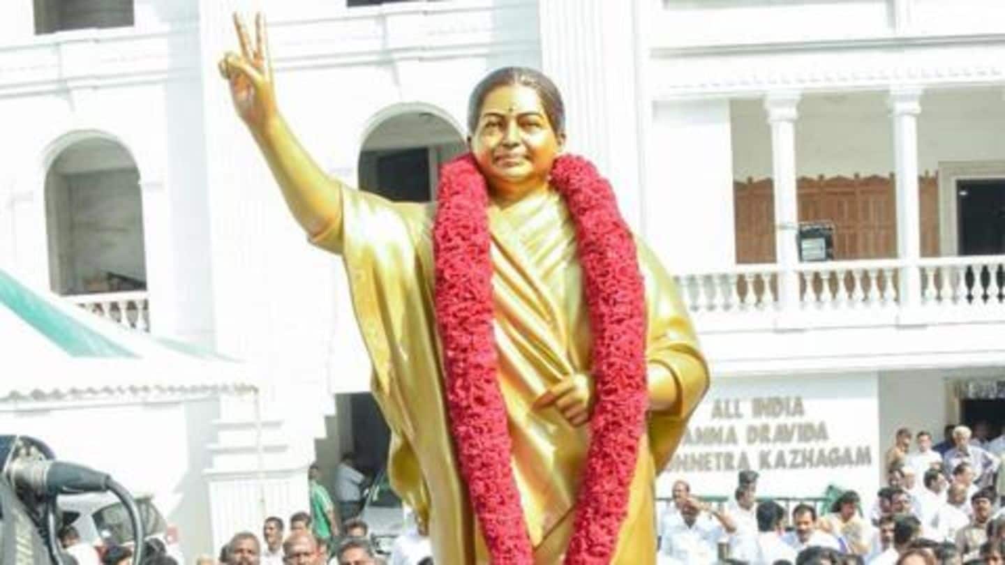 AIADMK unveils new statue of Jayalalithaa in Chennai