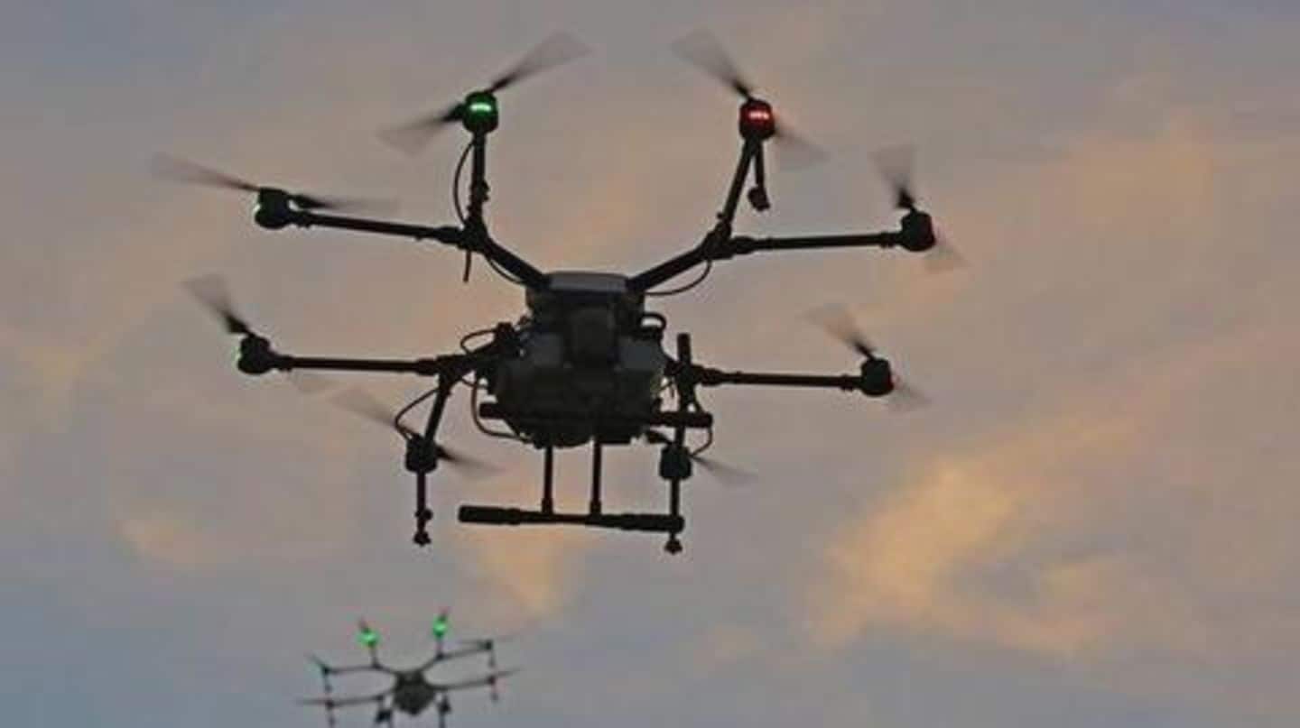Government tried lowering pollution by spraying water through drones Government tried lowering pollution by spraying water through drones