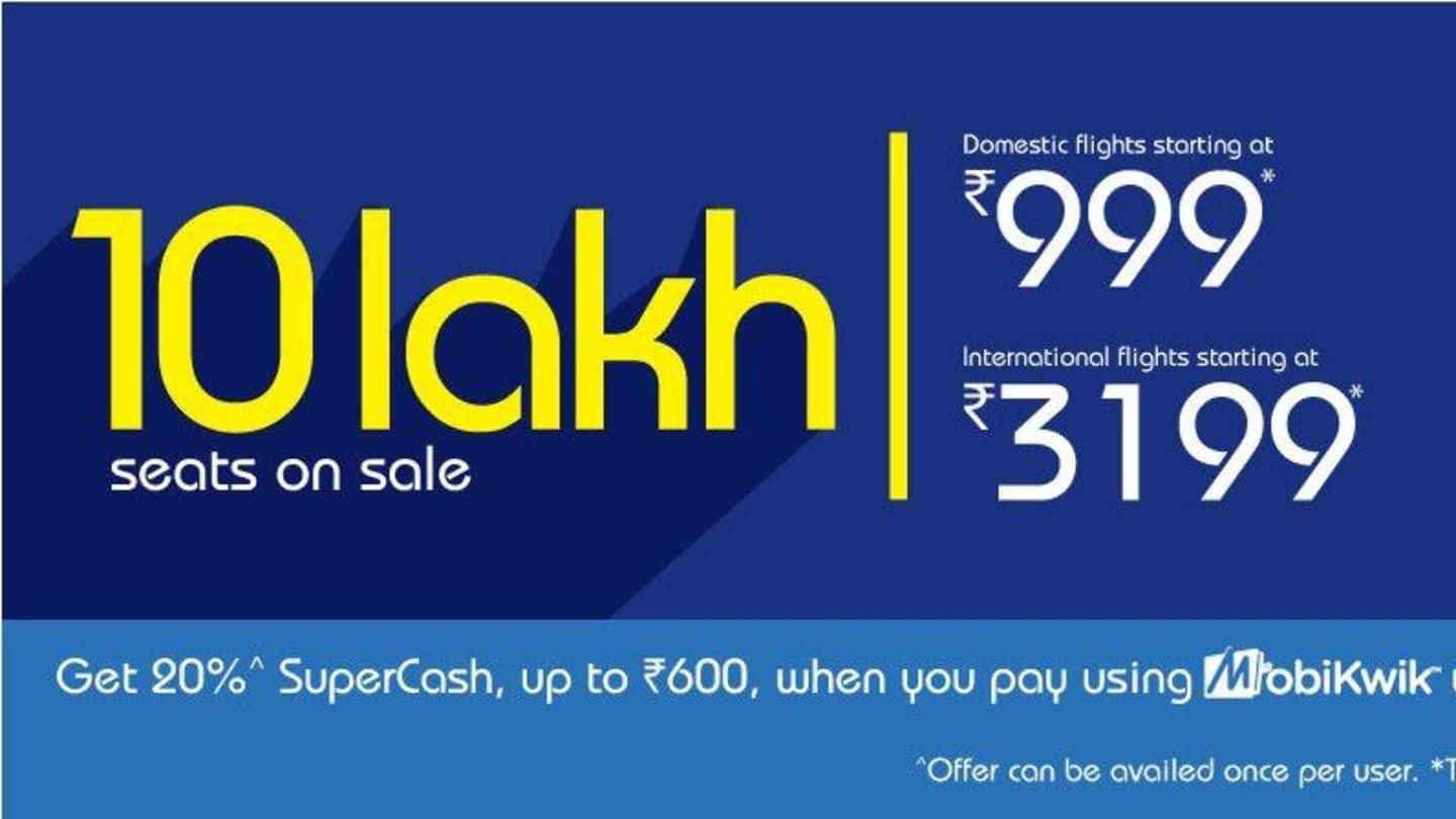 IndiGo's festive offer: 10L seats for sale starting Rs. 999