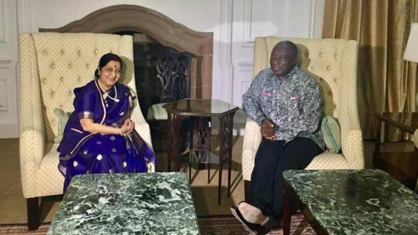 South African President Ramaphosa remembers Gandhiji; Sushma discusses bilateral cooperation