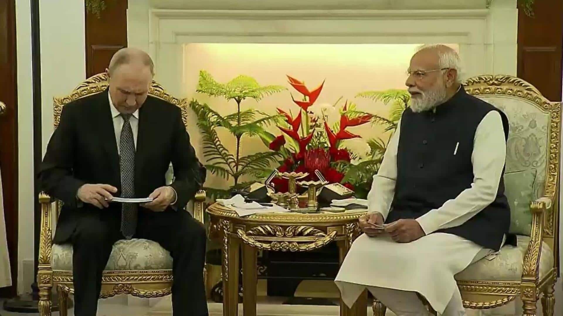 Putin, Modi begin bilateral talks at Hyderabad House 