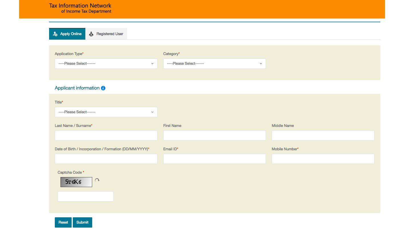Step 1: Submit PAN card application Form on NSDL website Step 1: Submit PAN card application Form on NSDL website