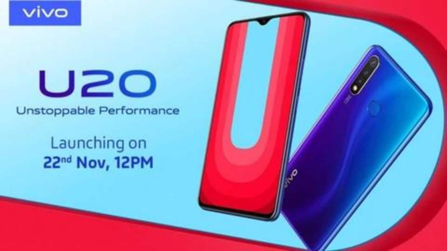 Vivo U20 to launch in India on November 22