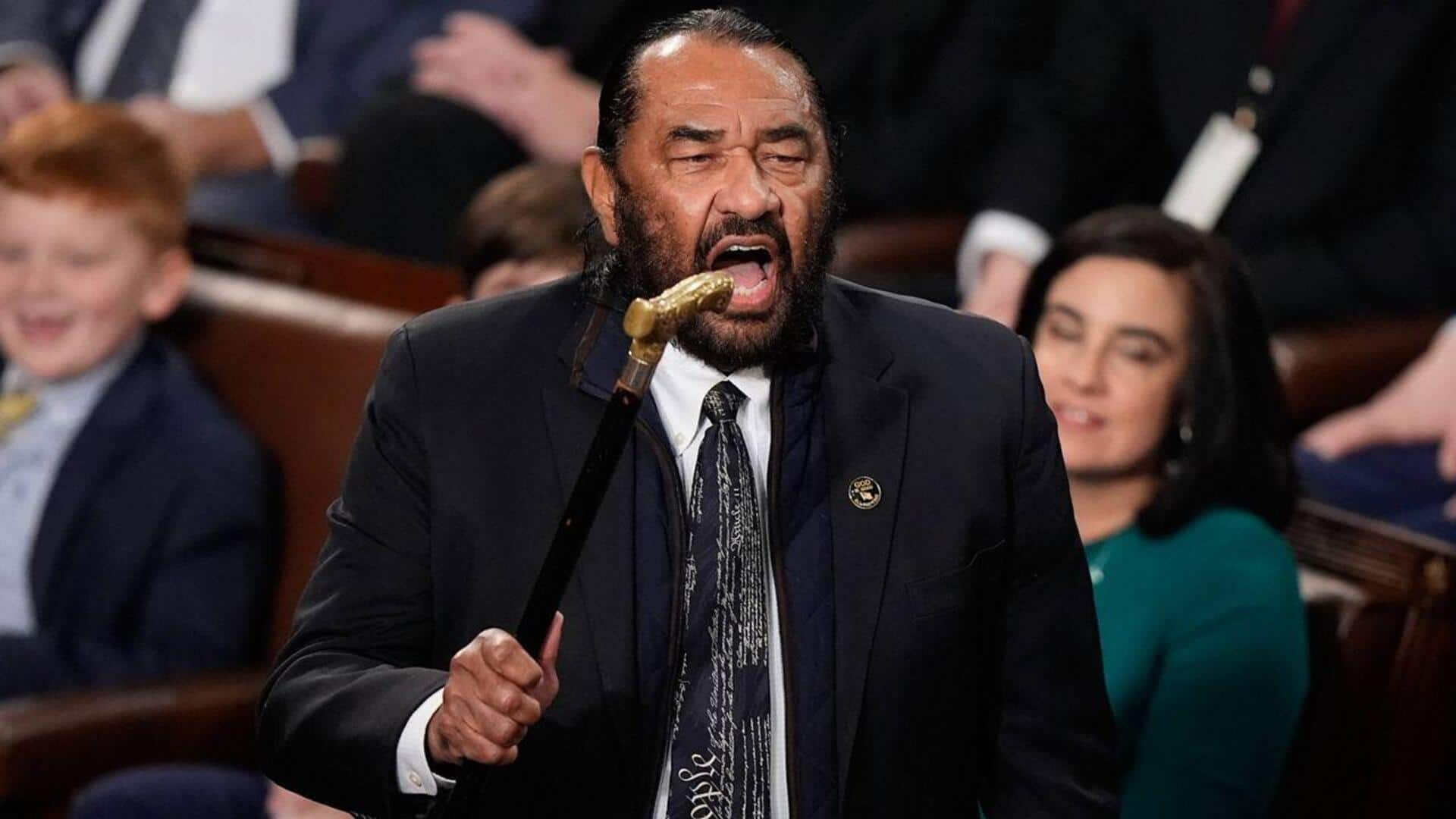 Democratic lawmaker removed from chamber after wielding cane, interrupting Trump 