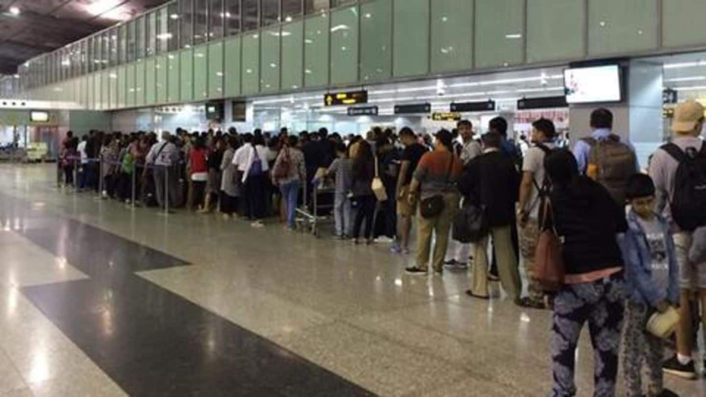 Delhi: Immigration-system server down at airport, long queues at counter